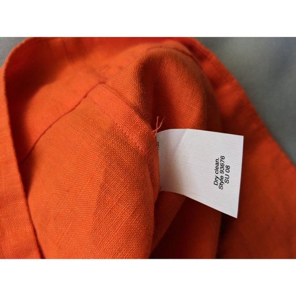 J.Crew Top Orange Linen Tunic Floral Embroidered Hippie Womens Size 0 - Picture 4 of 9